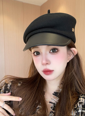 羊毛八角帽2023新款气质女