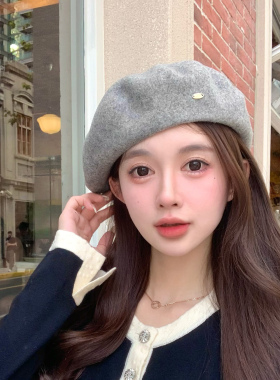 秋冬羊毛贝雷帽女英伦复古画家帽时尚显脸小画家帽蓓蕾帽南瓜帽潮