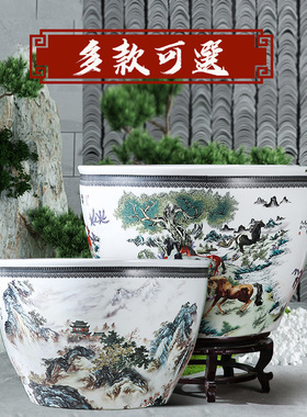景德镇陶瓷鱼缸乌龟碗莲花盆特大