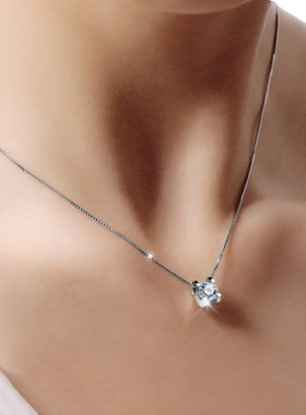 S925纯银项链个性八心八箭女镶钻吊坠生日礼物锁骨链饰品