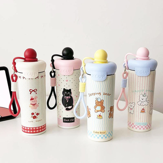 2025 New Cute Stainless Steel Straw Cup High-Looking Office School Universal Large-Capacity Thermos Cup for Boys and Girls