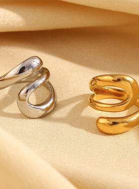 英国george melis欧美ins个性小众设计感手饰镀18k金法式三层