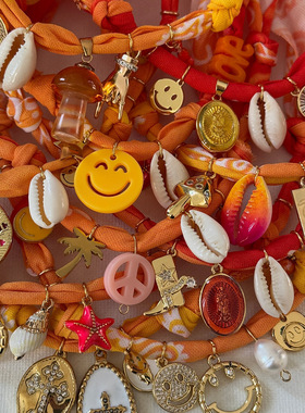 英国george melis欧美新款波西米亚手串海星蘑菇樱桃多吊坠项链