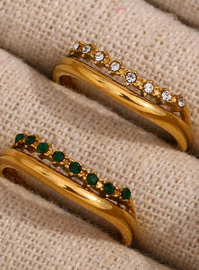 英国george melis欧美ins时尚简约轻奢气质指环小众精致锆石双层