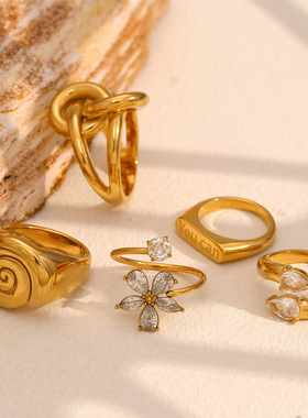 英国george melis欧美气质小众设计款白钻花朵手饰镀18k金海螺