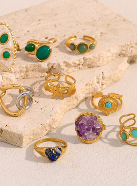 英国george melis欧美复古时尚轻奢手饰镀18k金海星贝壳宝石爱心