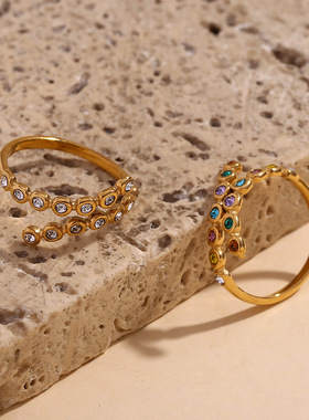 英国george melis欧美时尚小众个性手饰镀18k金交叉开口微镶水