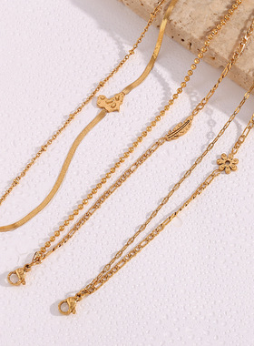 英国george melis欧美ins时尚珠子扭链双层五角星手饰刀片链双层