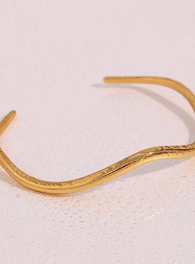 英国george melis欧美ins时尚简约轻奢百搭手链不规则浪花形开口