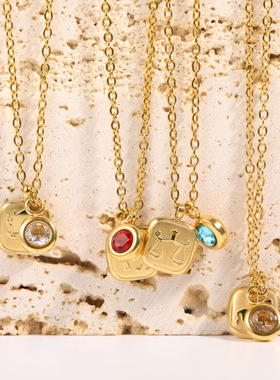 英国george melis精致轻奢新款复古12星座12月生辰石吊坠项链