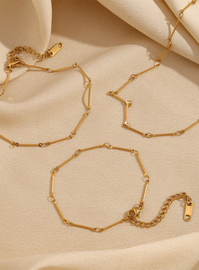 英国george melis欧美简约小众设计项链组合镀18k金关节链diy