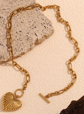 英国george melis欧美ins小众设计项坠镀18k金不规则链ot扣爱心