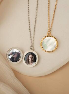 英国George Melis钛钢保色经典款宠物狗狗猫猫相册项链简约纪念