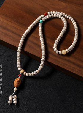 日系设计师topwhit顺白迷你星月菩提子约108颗文玩手串脖链串珠