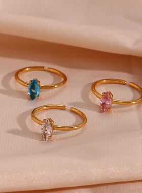 英国george melis欧美ins时尚简约轻奢指环手饰镀18k马眼锆石