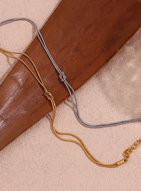 英国george melis欧美时尚简约打结细蛇链双层情侣手链镀18k