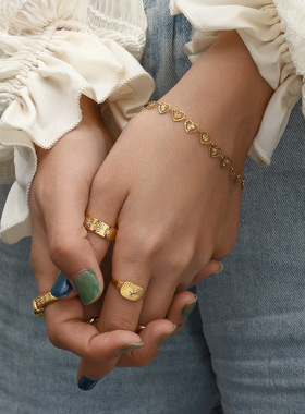 英国george melis欧美时尚气质轻奢女锁骨链珍珠尾链爱心片手链