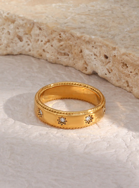 英国george melis欧美ins简约时尚流行指环小众设计镀18k锆石