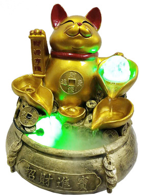 印度风格招财猫摆件流水喷泉家居装饰礼品酒店桌面柜台开业摆件