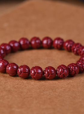 紫金砂朱砂莲花手链手串莲子手链男女款朱砂手链本命年朱砂礼物