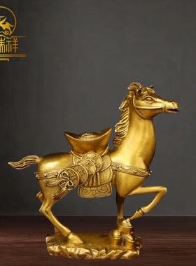 铜瑞祥纯铜马上蝇马上赢黄铜摆件室内家用马踏元宝聚财纳福招财摆