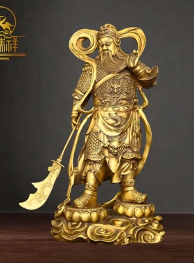 铜瑞祥全黄铜特大号关公伽蓝韦陀菩萨佛像左右护法神像门神家用