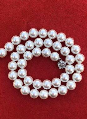 天然澳白海水母贝壳珍珠项链女正圆强光港风高级感轻奢小众锁骨链