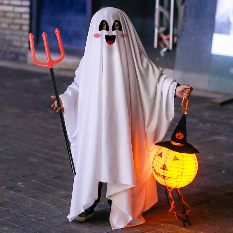 万圣节cos化妆舞会Halloween狂欢派对儿童亲子幽灵服披风斗篷鬼衣 - 图0