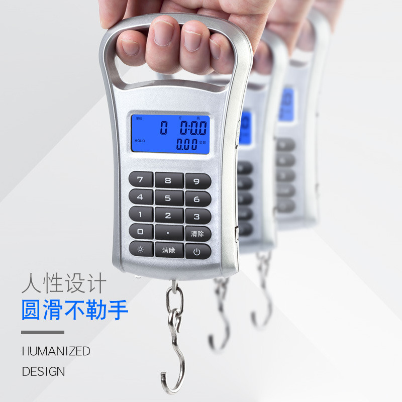 多功能计价称手提电子秤带刻尺吊挂秤小型弹簧称迷你挂钩称40 - 图1