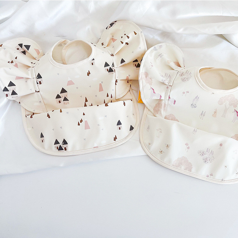 Korean style baby food bag angel wings waterproof bib children's bib food supplement anti-dirty saliva bag