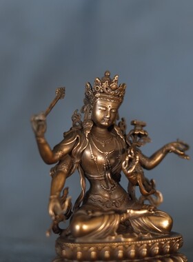 精铸红四臂文殊菩萨居家供奉随身文殊菩萨随身四臂文殊