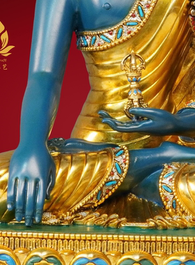 尼泊尔纯铜鎏金释迦牟尼佛像摆件藏式密宗居家供奉佛像