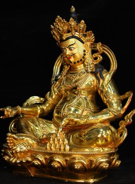 黄财神纯铜鎏金国产精工藏传密宗1尺铜佛像招财摆件供奉