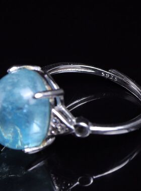 七宝水晶天然海蓝宝戒指界面镶嵌