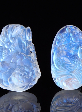 蓝光冰种吊坠男女月光石