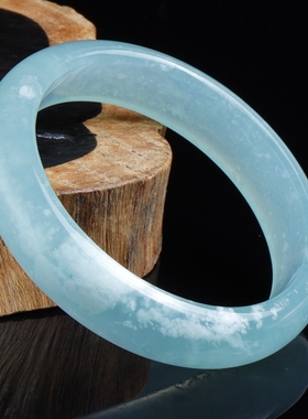 民族风女岫玉天青冻手镯