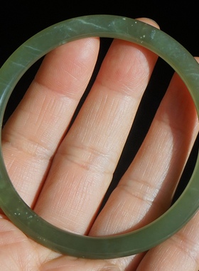 8#内径56mm天然和田玉手镯叮当手镯正品青白玉手镯细条圆条