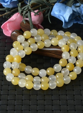 天然新疆戈壁玉多圈白色手链