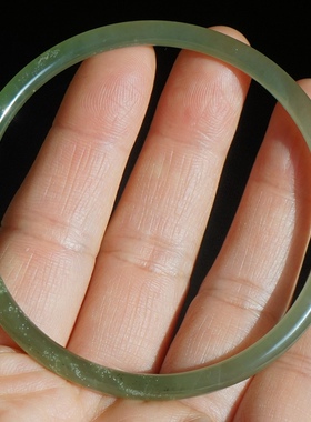 14#内径57.5mm天然和田玉手镯叮当手镯正品青白玉手镯细条圆条