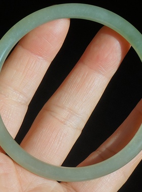 9#内径56mm天然和田玉手镯叮当手镯正品青白玉手镯细条圆条