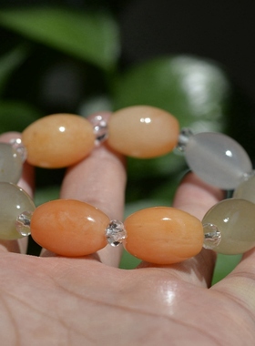 28# 正品天然新疆戈壁玉 彩色金丝玉手链 彩玉彩石 桶珠腰鼓珠