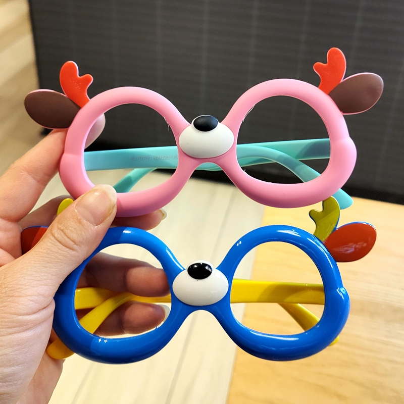 宝宝眼镜框可爱鹿角儿童硅胶玩具无镜片眼镜超萌男童女童装饰镜框 - 图1