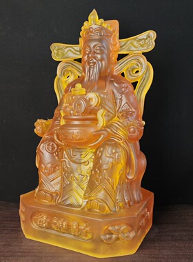 树脂水琉璃聚宝盆元宝文财神爷佛像千佛万佛殿家居办公室摆件神像