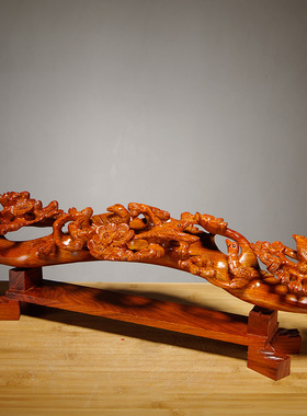 花梨木雕刻喜上眉梢如意摆件红木家居客厅装饰工艺品开业乔迁礼品