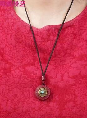 正品高质朱砂紫金砂太极八卦六字真言转金轮吊坠本命年项链护身符