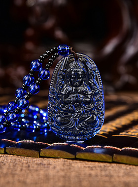 八大守护神毛衣链项链毛衣链项链蓝色水晶琉璃饰品长款毛衣链挂坠