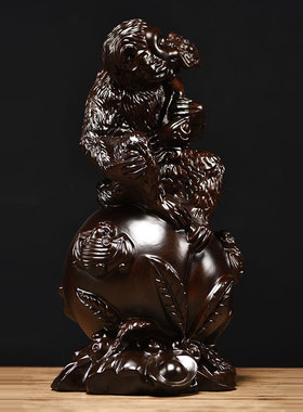 实木雕刻猴子摆件十二生肖猴中式家居装饰摆设新居乔迁送礼工艺品