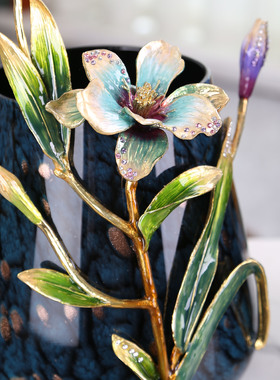 轻奢珐琅彩花瓶手工摆件工艺品家居花盆玄关客厅装饰品酒柜