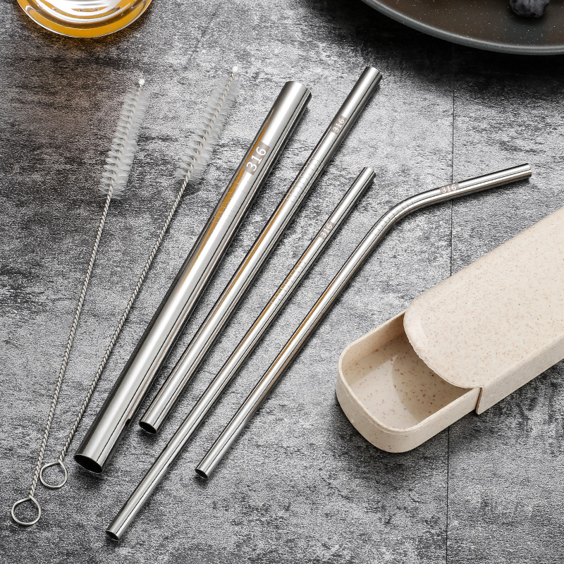 短款316不锈钢吸管马克杯金属吸管家用儿童孕妇循环使用环保饮管 - 图0