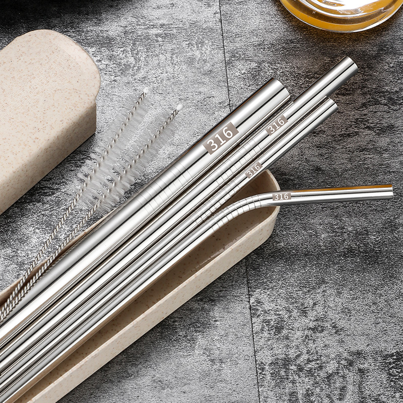 短款316不锈钢吸管马克杯金属吸管家用儿童孕妇循环使用环保饮管 - 图1